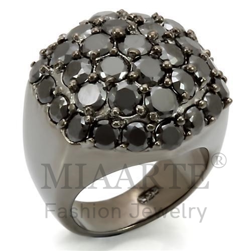 Ring,Sterling Silver,Ruthenium,AAA Grade CZ,Jet