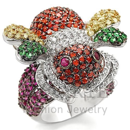 Ring,Brass,Rhodium+Gold+ Ruthenium,Synthetic,Ruby,Corundum