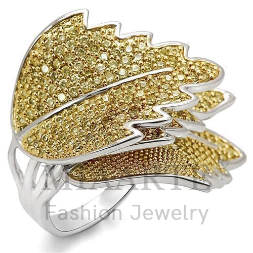 Ring,Brass,Reverse Two Tone,AAA Grade CZ,Apple Yellow color