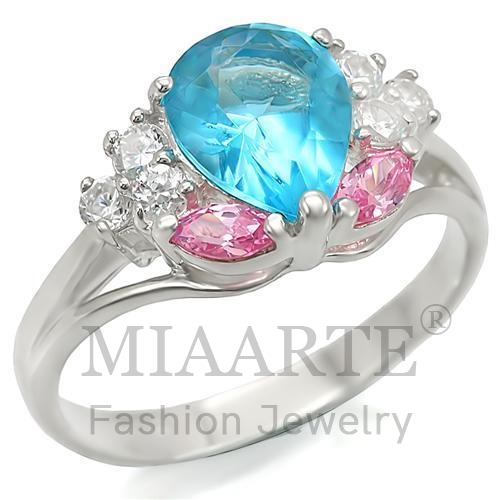 Ring,Sterling Silver,Silver Plated,Synthetic,AquaMarine,Synthetic Glass