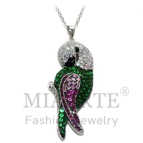 Chain Pendant,Brass,Rhodium&Ruthenium,AAA Grade CZ,MultiColor