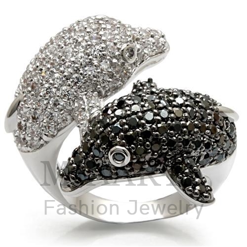 Ring,Brass,Rhodium&Ruthenium,AAA Grade CZ,BlackDiamond