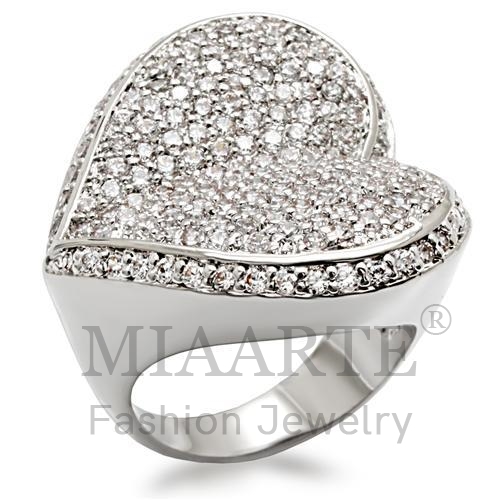 Ring,Brass,Rhodium,AAA Grade CZ,Clear