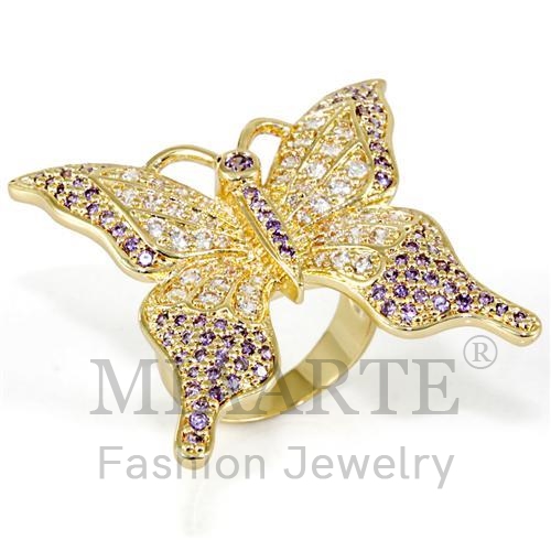 Ring,Brass,Imitation Gold,AAA Grade CZ,Tanzanite