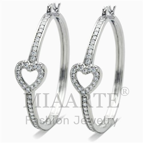 Earrings,Brass,Rhodium,AAA Grade CZ,Clear