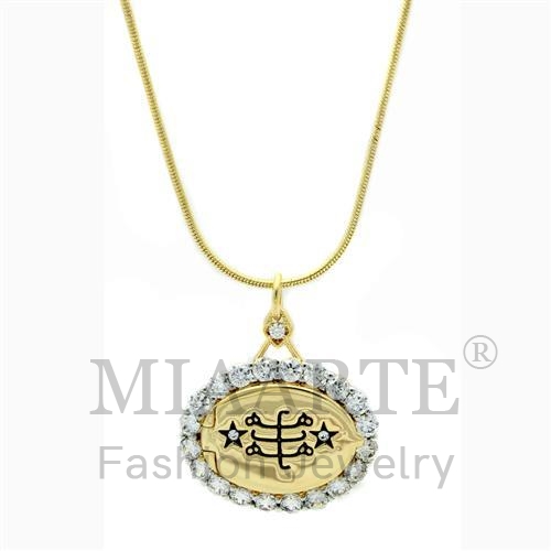 Chain Pendant,Brass,Two-Tone,AAA Grade CZ,Clear