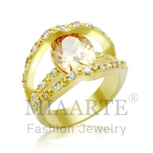 Ring,Brass,Gold,AAA Grade CZ,Champagne