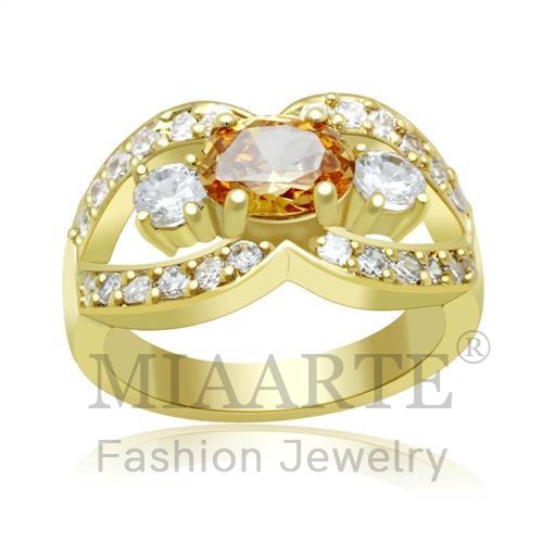 Ring,Brass,Gold,AAA Grade CZ,Champagne