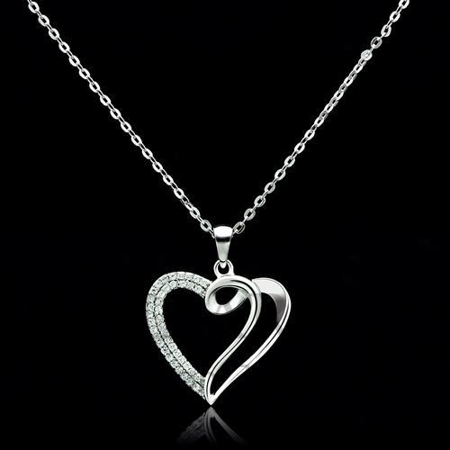 Necklace,Sterling Silver,Rhodium,AAA Grade CZ,Clear