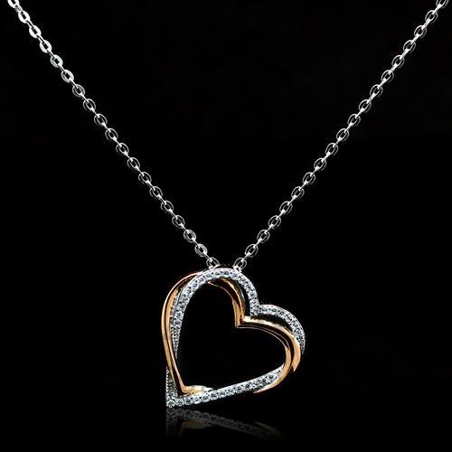 Necklace,Sterling Silver,RoseGold & Rhodium,AAA Grade CZ,Clear