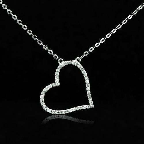 Chain Pendant,Sterling Silver,Rhodium,AAA Grade CZ,Clear