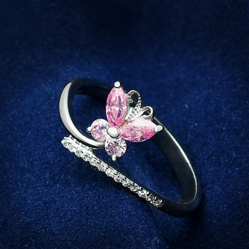 Ring,Sterling Silver,Rhodium,AAA Grade CZ,LightRose