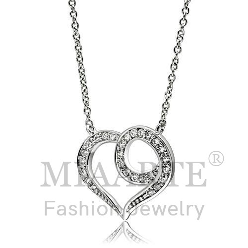 Necklace,Brass,Rhodium,AAA Grade CZ,Clear