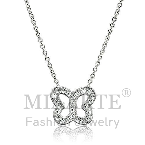 Necklace,Brass,Rhodium,AAA Grade CZ,Clear