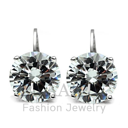 Earrings,Brass,Rhodium,AAA Grade CZ,Clear