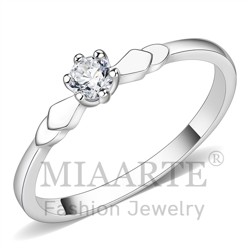 Ring,Brass,Rhodium,AAA Grade CZ,Clear