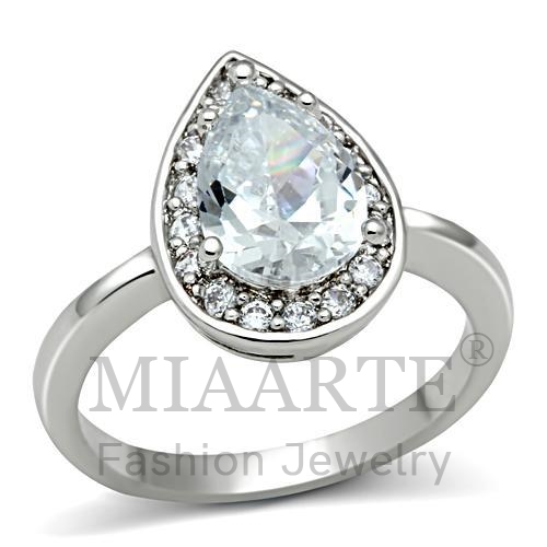 Ring,Brass,Rhodium,AAA Grade CZ,Clear