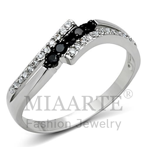 Ring,Brass,Rhodium&Ruthenium,AAA Grade CZ,Jet