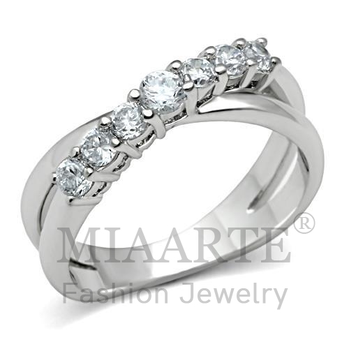 Ring,Brass,Rhodium,AAA Grade CZ,Clear