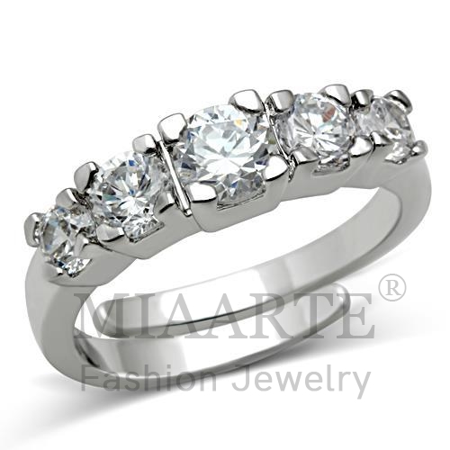 Ring,Brass,Rhodium,AAA Grade CZ,Clear