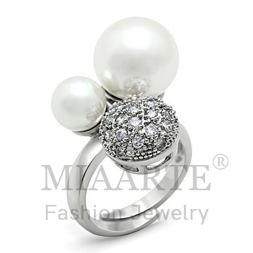 Ring,Brass,Rhodium,Synthetic,White,Pearl