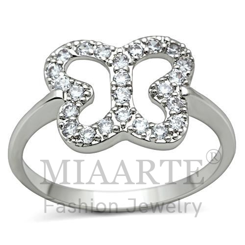 Ring,Brass,Rhodium,AAA Grade CZ,Clear