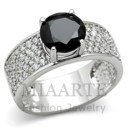 Ring,Brass,Rhodium,AAA Grade CZ,Jet