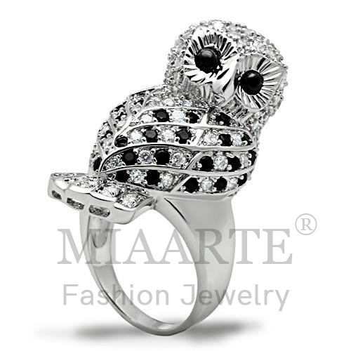 Ring,Brass,Rhodium,AAA Grade CZ,Jet