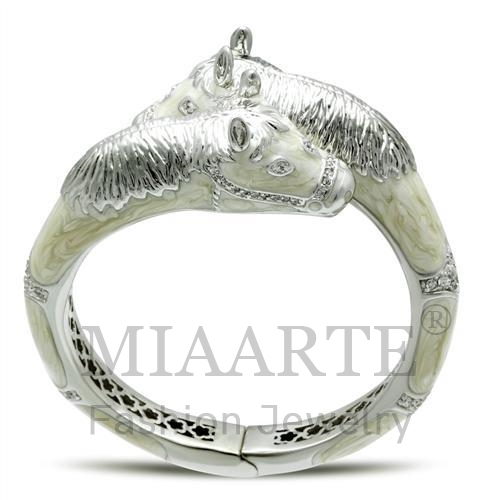 Bangle,Brass,Rhodium,AAA Grade CZ,Clear