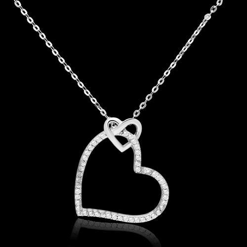 Necklace,Sterling Silver,Rhodium,AAA Grade CZ,Clear