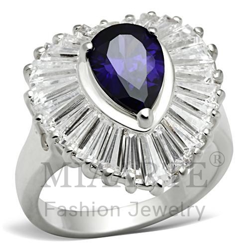 Ring,Sterling Silver,Silver Plated,AAA Grade CZ,Tanzanite,Pear