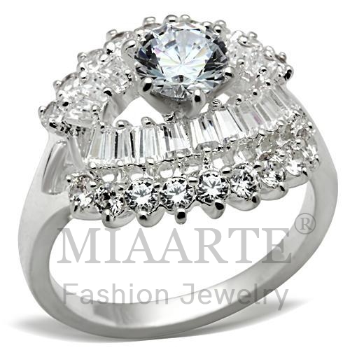 Ring,Sterling Silver,Silver Plated,AAA Grade CZ,Clear,Round