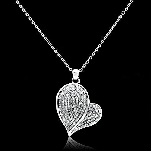 Chain Pendant,Sterling Silver,Rhodium,AAA Grade CZ,Clear