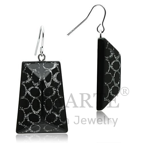 Earrings,Brass,IP rhodium (PVD),Synthetic,Jet,Synthetic Stone