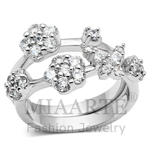 Ring,Brass,Rhodium,AAA Grade CZ,Clear