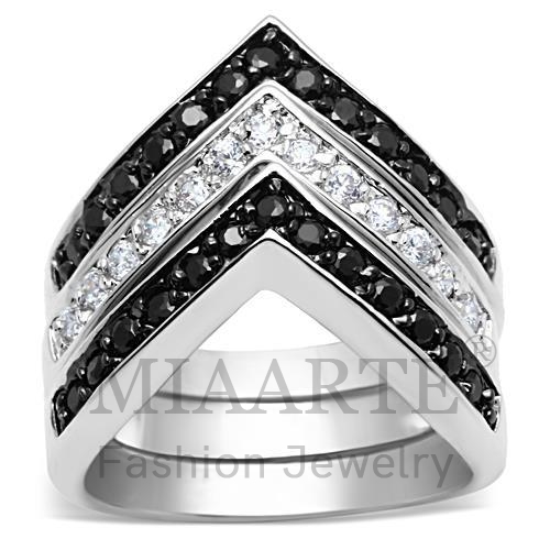 Ring,Brass,Rhodium+Hematite,AAA Grade CZ,Jet