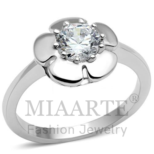 Ring,Brass,Rhodium,AAA Grade CZ,Clear