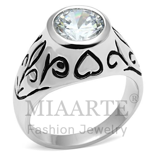 Ring,Brass,Rhodium,AAA Grade CZ,Clear,Pear