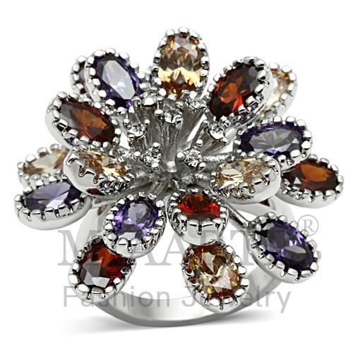 Ring,Brass,Rhodium,AAA Grade CZ,MultiColor