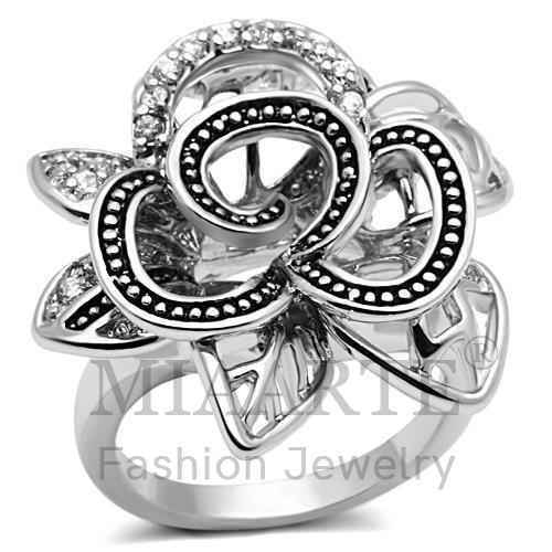 Ring,Brass,Rhodium,AAA Grade CZ,Clear