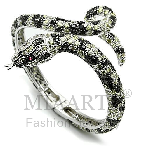 Bangle,Brass,Rhodium&Ruthenium,AAA Grade CZ,MultiColor