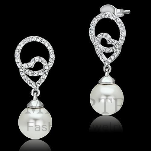 耳环,白铜,镀白,合成/人造,白色,珍珠
