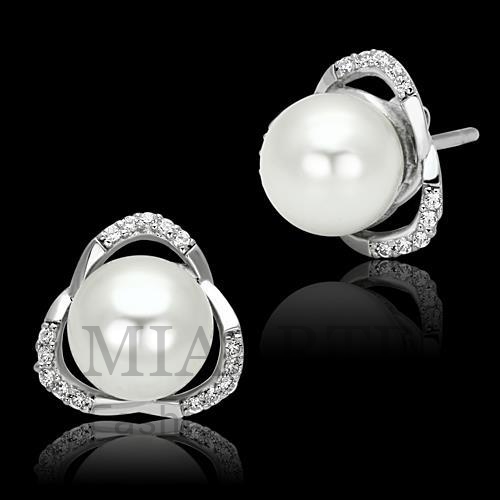 Earrings,Sterling Silver,Rhodium,Synthetic,White,Pearl