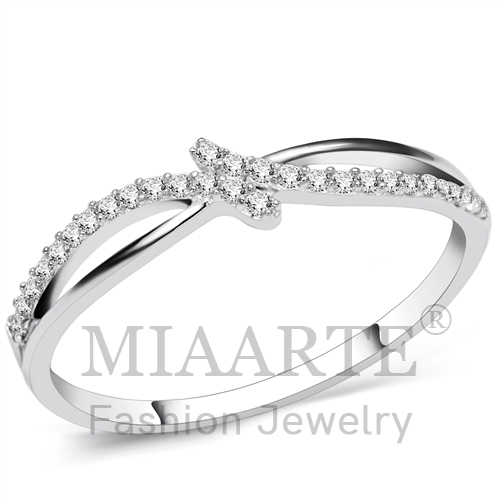 Ring,Sterling Silver,Rhodium,AAA Grade CZ,Clear