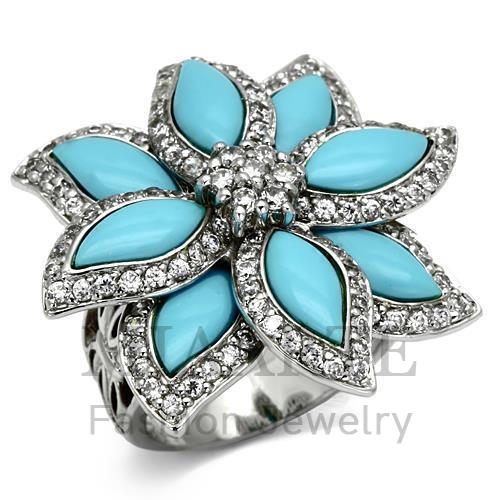 Ring,Sterling Silver,Rhodium,Synthetic,AquaMarine,Turquoise