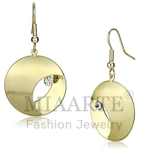 Earrings,Iron,Mat Gold & Gold,Top Grade Crystal,Clear