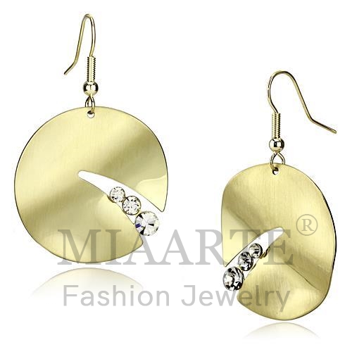 Earrings,Iron,Mat Gold & Gold,Top Grade Crystal,Clear