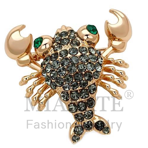 Brooches,White Metal,Flash Rose Gold,Top Grade Crystal,Emerald