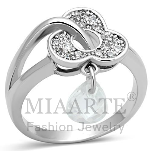 Ring,Brass,Rhodium,AAA Grade CZ,Clear