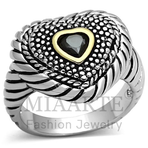 Ring,Brass,Reverse Two Tone,AAA Grade CZ,BlackDiamond